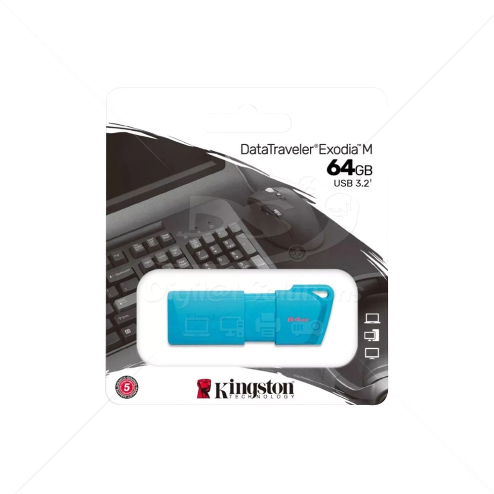 Memoria USB Kingston Azul Neón 64GB