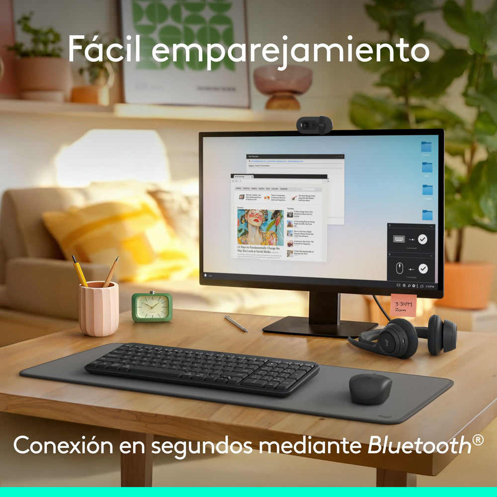 Teclado y Mouse Bluetooth Logitech MK250 920-013513, incluye Mousepad