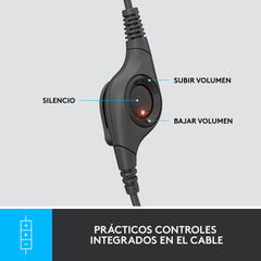 Audífonos con micrófono y cable H390 de Logitech tipo A