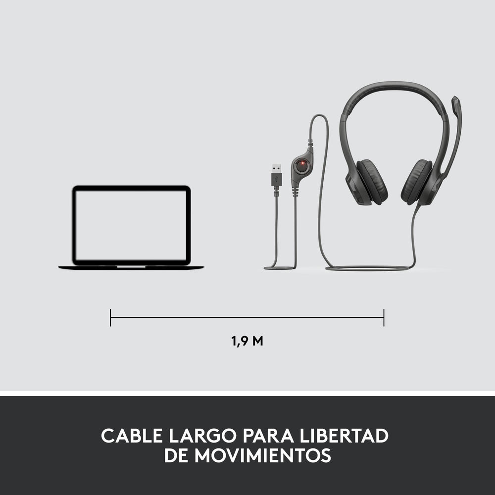 Audífonos con micrófono y cable H390 de Logitech tipo A