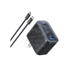 Cargador ANKER B121A111 70W USB-C 3 Puertos con Cable, color Negro