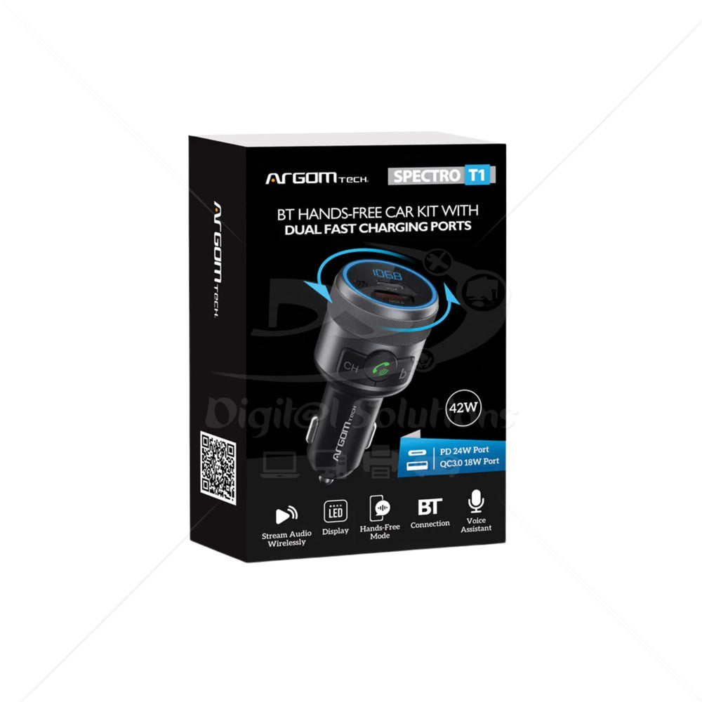 Cargador y Bluetooth Argom ARC-AC-0343BK DUAL 42W