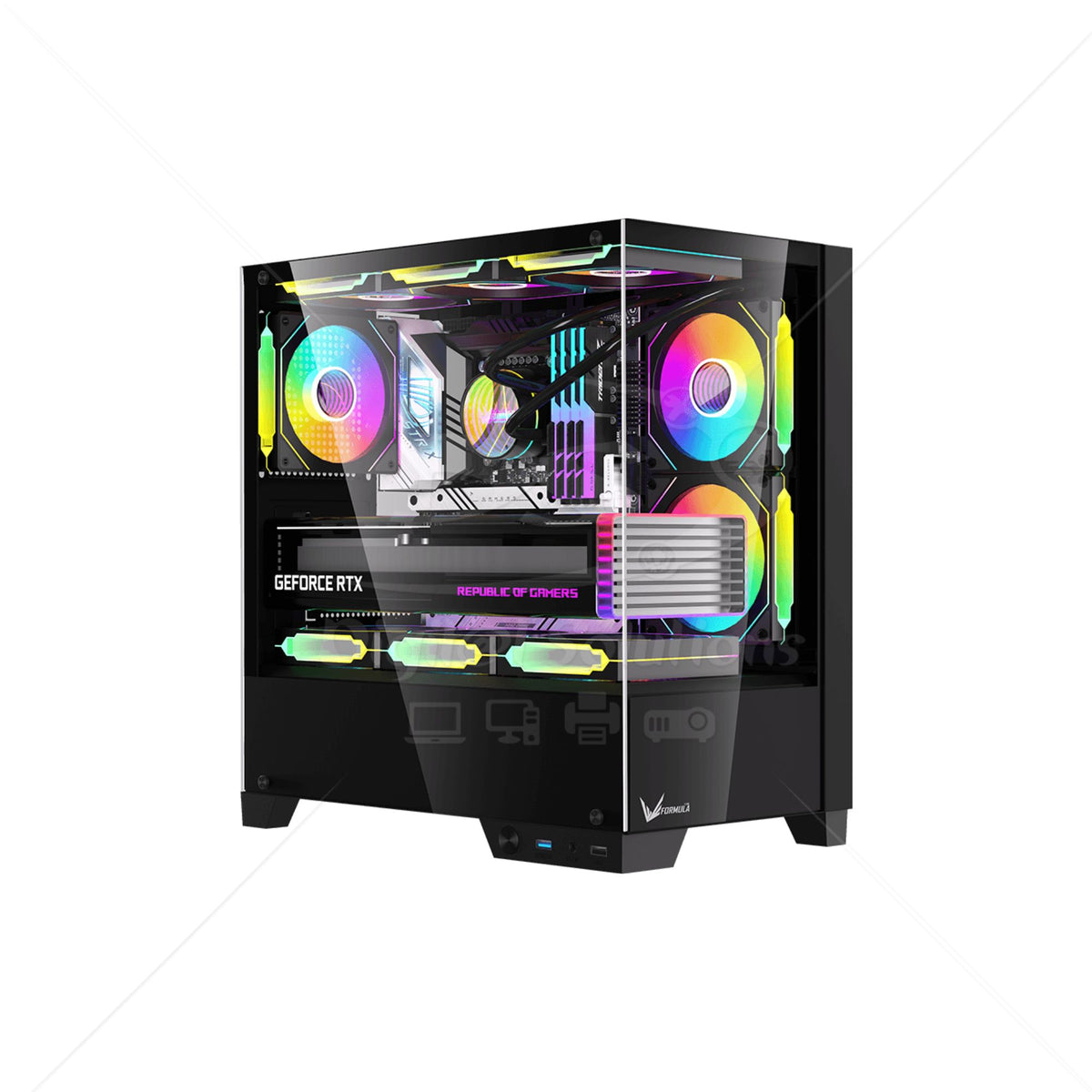 Case Formula V LINE Crystal ARGB Z1M Plus Mid Tower color Negro 3 Fan 120mm