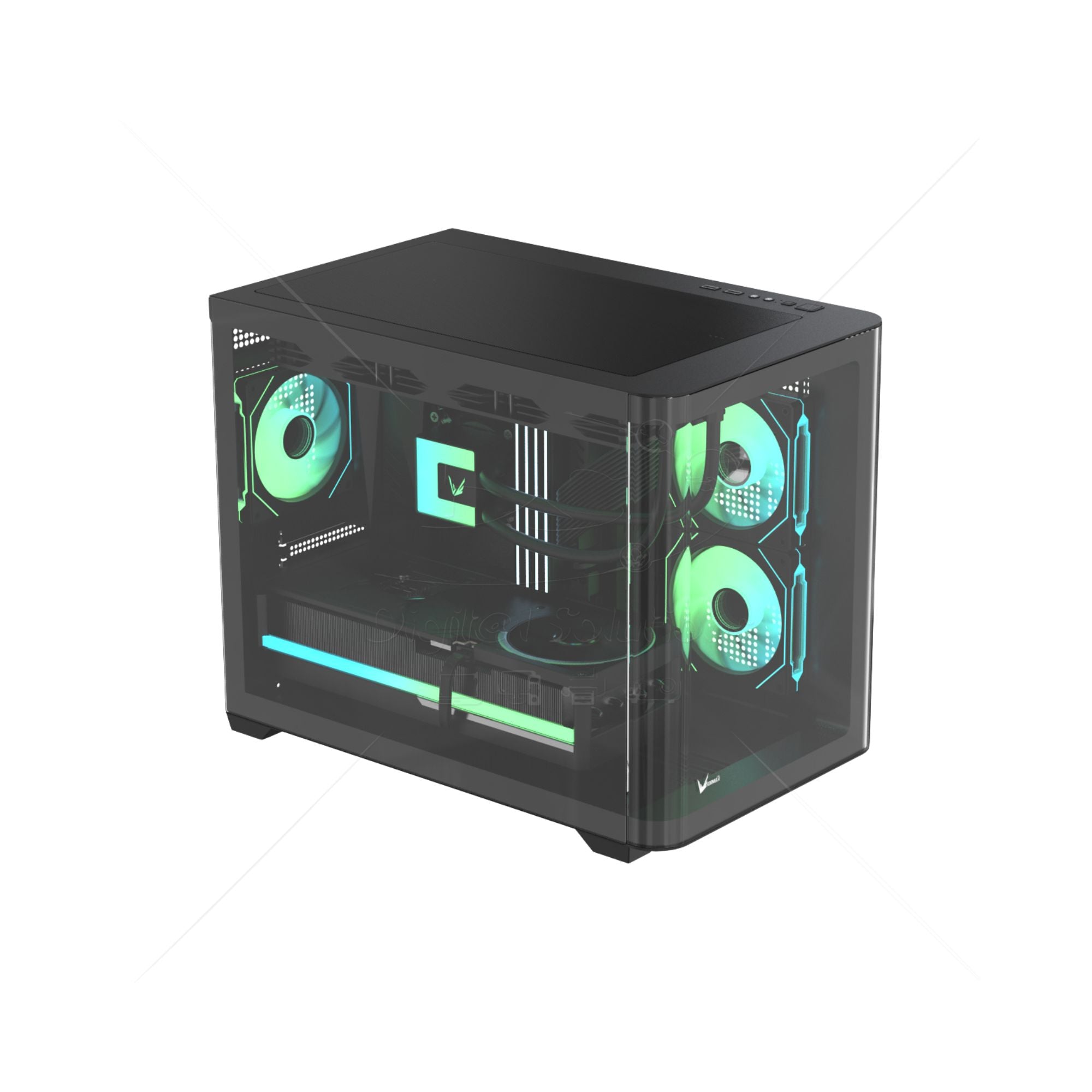 Case V Line Crystal U2M color Negro MID TOWER 3 FAN 120MM