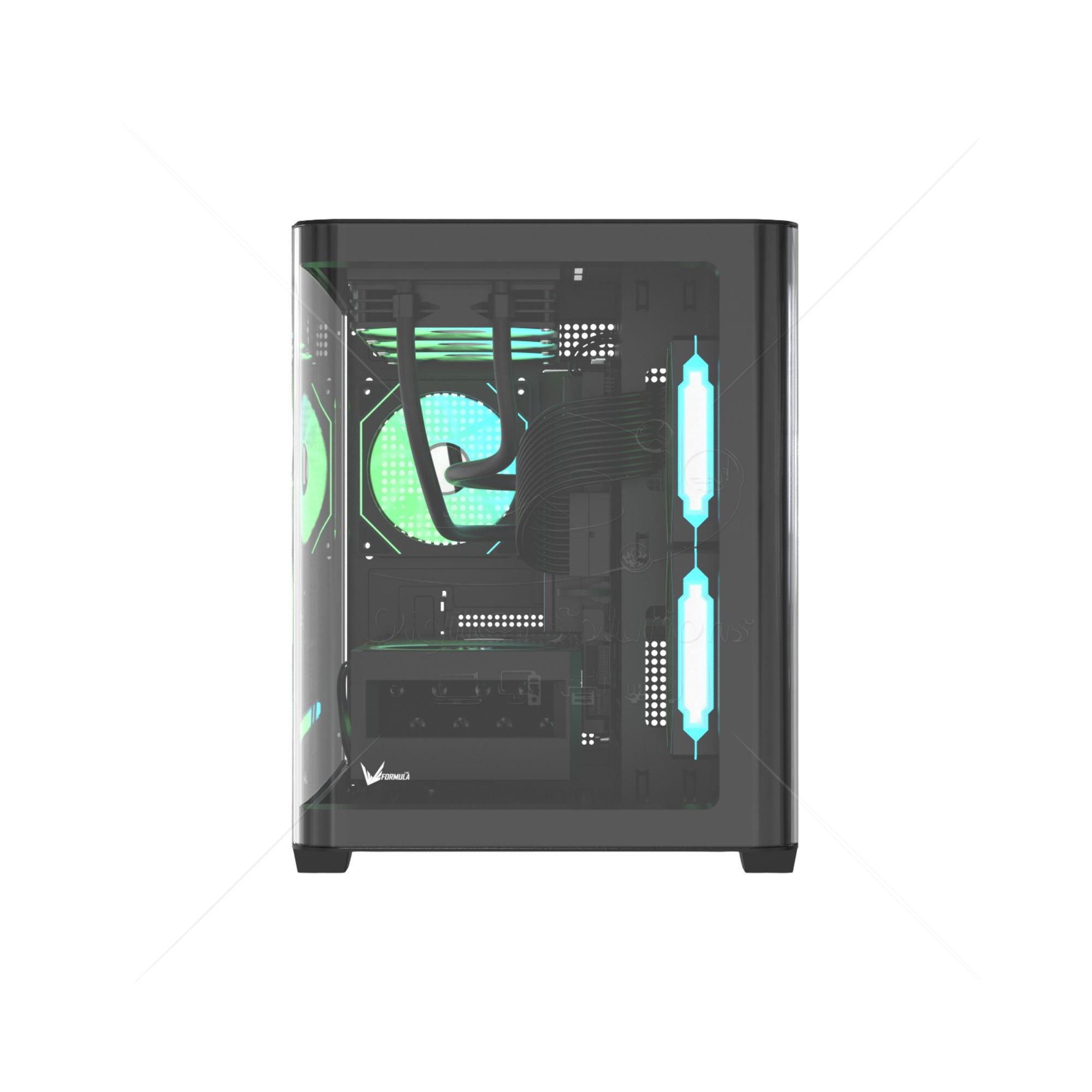 Case V Line Crystal U2M color Negro MID TOWER 3 FAN 120MM