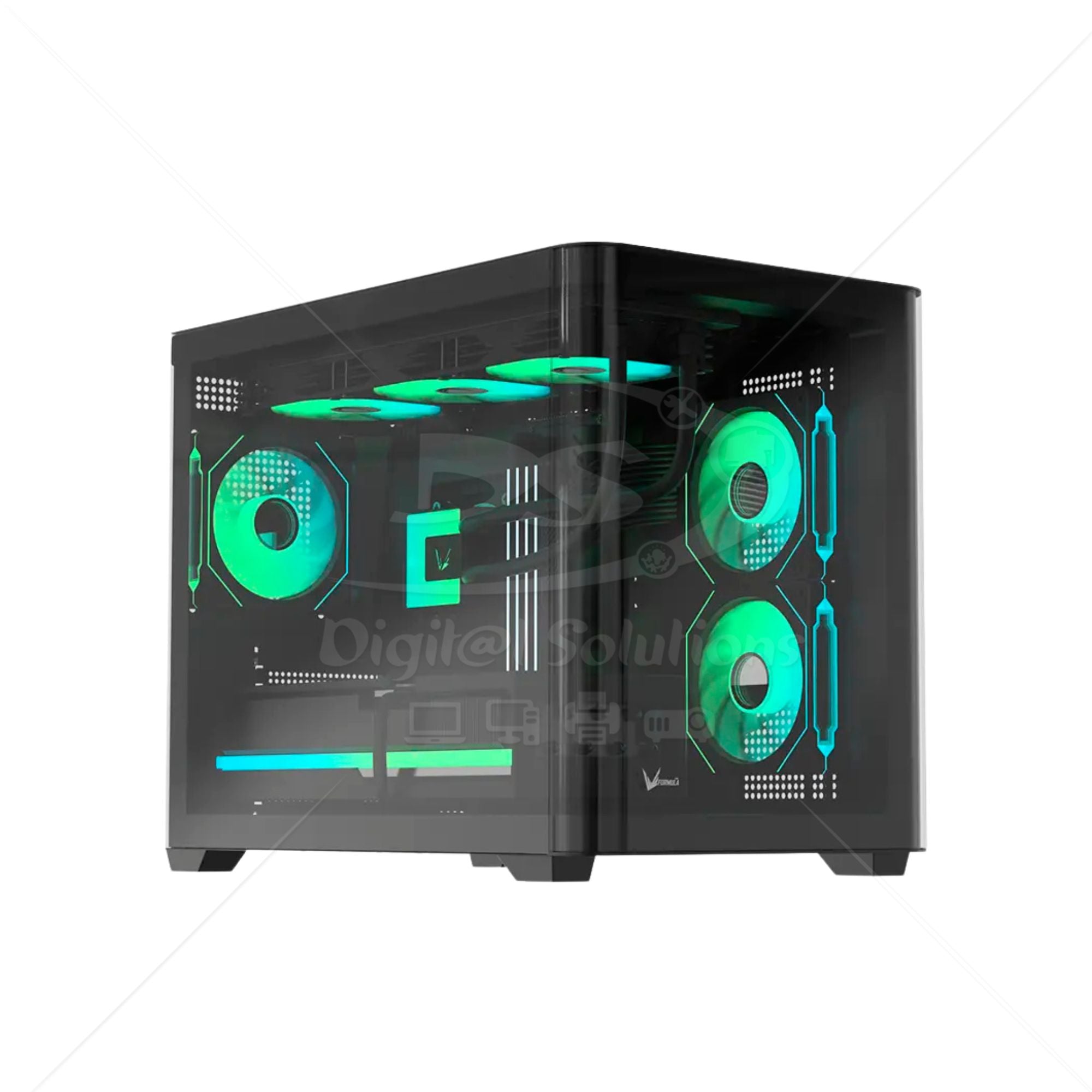 Case V Line Crystal U2M color Negro MID TOWER 3 FAN 120MM