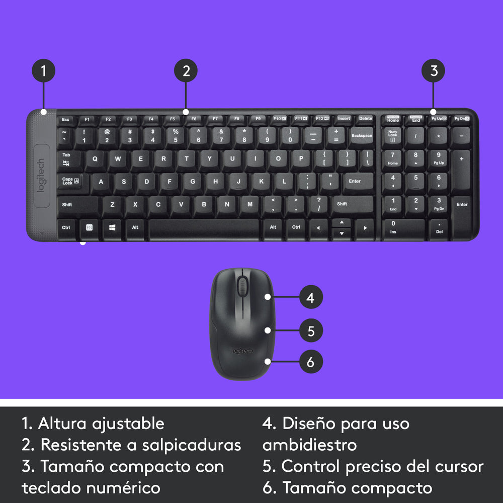 Combo Teclado Compacto y mouse Inalámbricos Logitech MK220