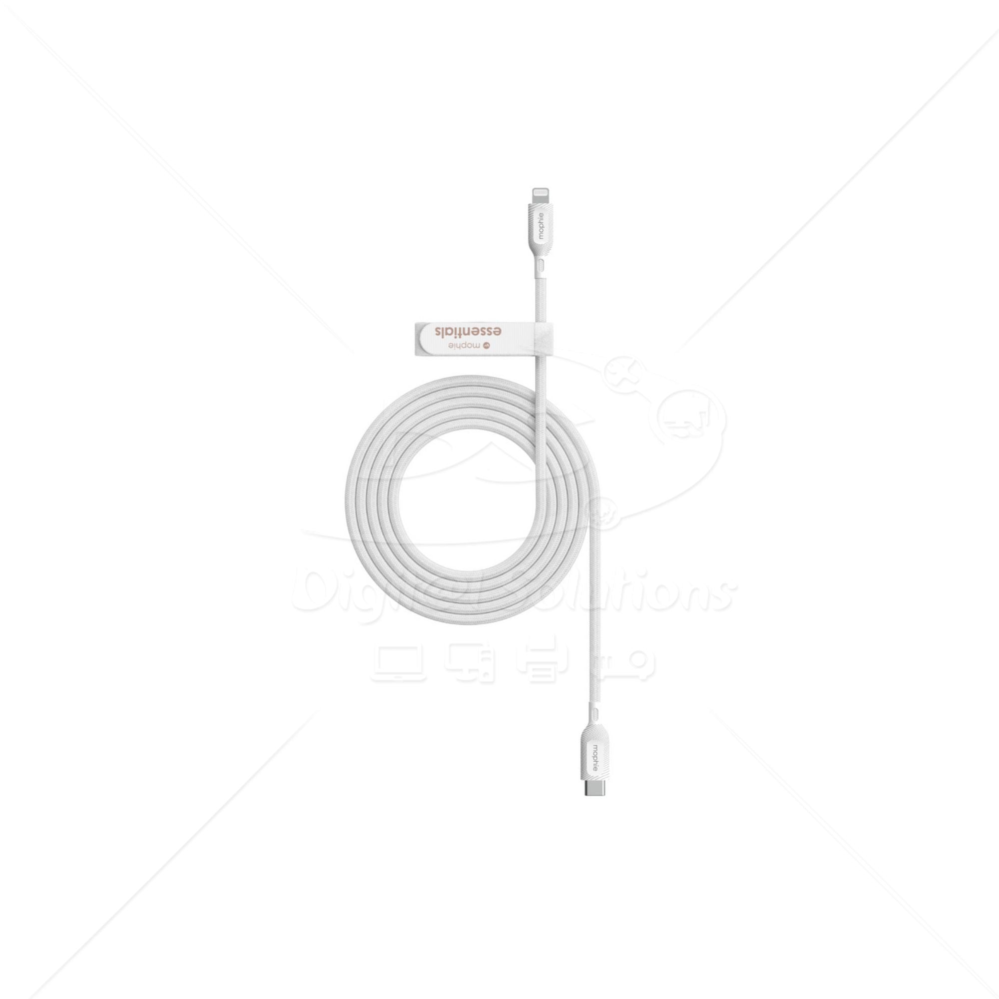Cable Usb C LIGHTNING MOPHIE ESSENTIALS 409912194 de Tela color Blanco de 1 Metro