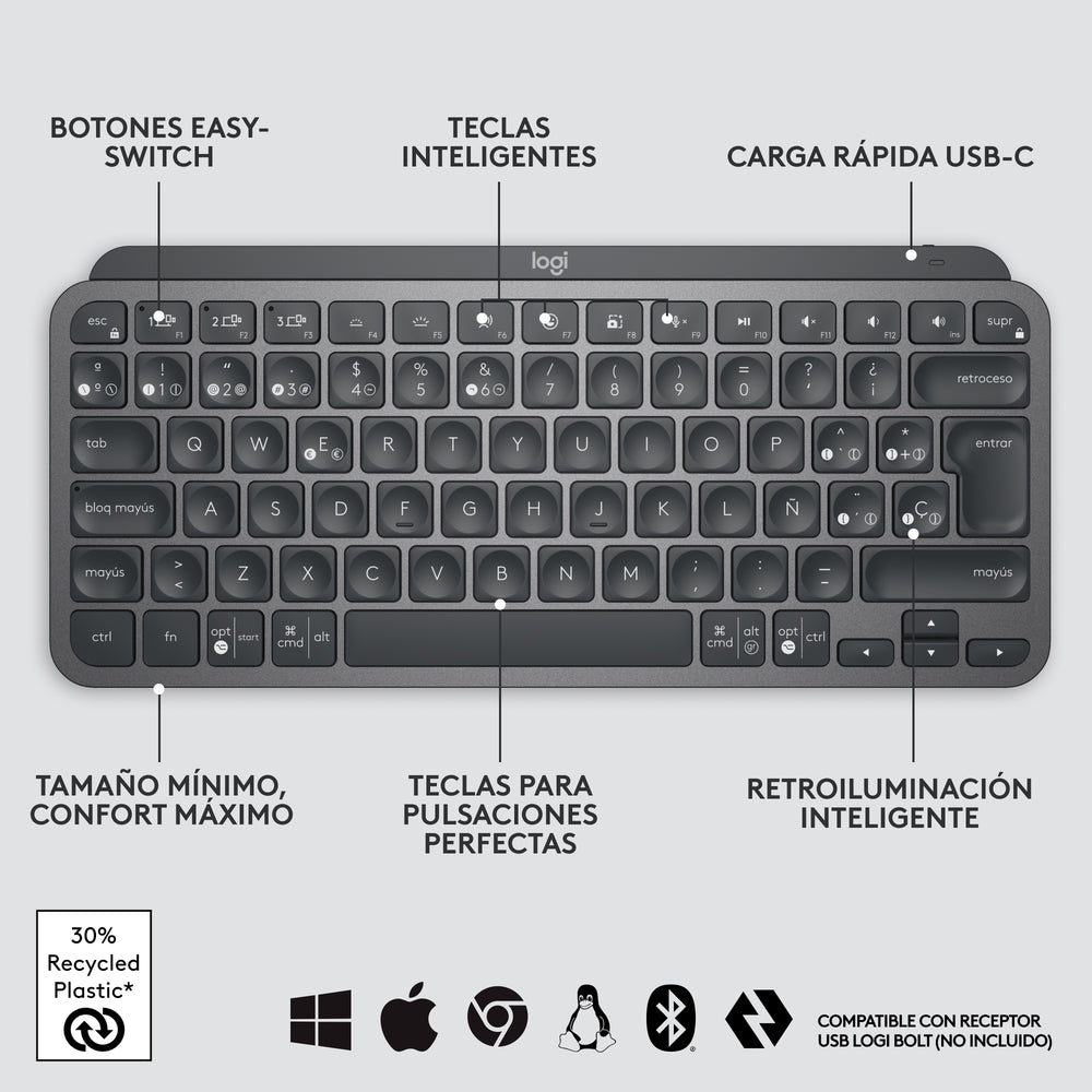 Teclado Inalámbrico Logitech MX Keys Mini