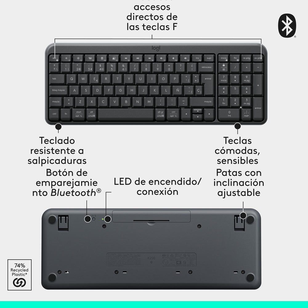 Teclado y Mouse Bluetooth Logitech MK250 920-013513, incluye Mousepad